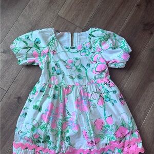 Lilly Pulitzer Pink and Green Floral Kids Dress
